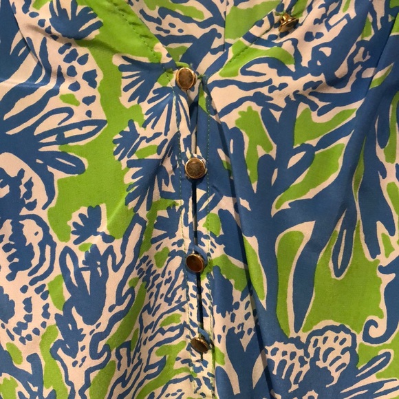 Lilly Pulitzer Elsa Silk Blouse Small Coral design - Picture 5 of 14